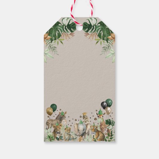 Oerwoud Safari Party Animals Boy Birthday Dank u Cadeaulabel (Achterkant)