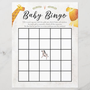 Oerwoud & Safari Theme Baby Bingo Baby shower Game