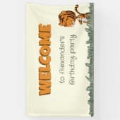 Oerwoud Safari Tijger Welkom Verjaardagsfeest Spandoek (Verticaal)