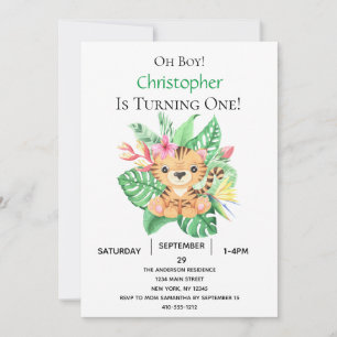 Oerwoud Safari Tropical Tiger 1st verjaardag Kaart