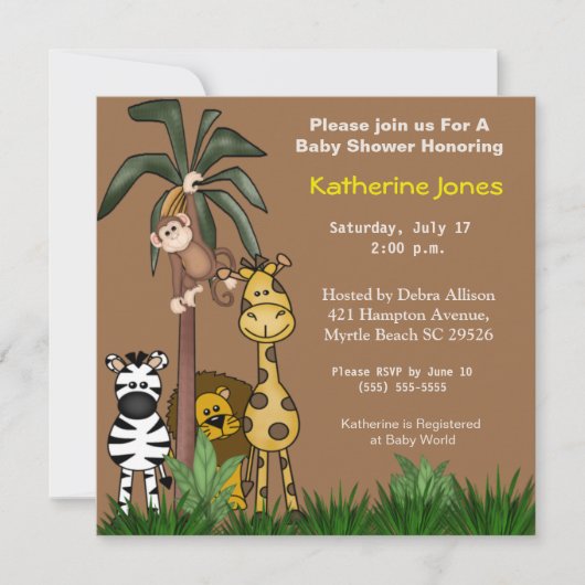 Oerwoud Safari Uitnodigingen (Voorkant)