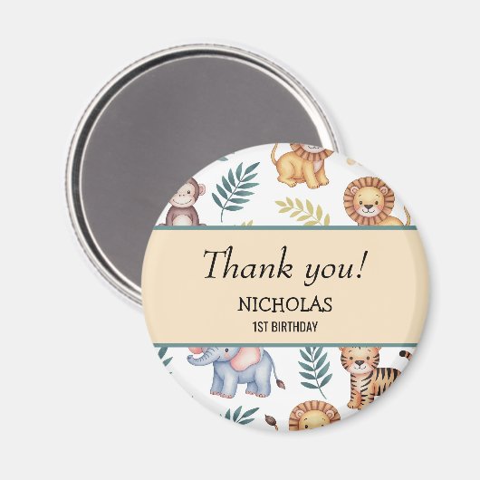 Oerwoud Safari Waterverf Animals Tropical Pattern Magneet (Voorkant / Achterkant)