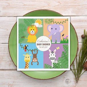 Oerwoud Safari Wild Animal Baby shower Kleurrijk Servet
