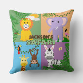 Oerwoud Safari Wild Animal Kids Verjaardag Kleurri Kussen (Achterkant)
