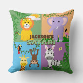 Oerwoud Safari Wild Animal Kids Verjaardag Kleurri Kussen (Voorkant)