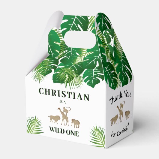 Oerwoud Safari Wild Een 1e Verjaardag Bedankt Bedankdoosjes (Achterkant)