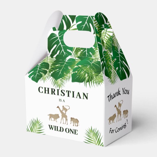 Oerwoud Safari Wild Een 1e Verjaardag Bedankt Bedankdoosjes (Voorkant Zijde)