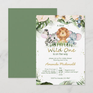 Oerwoud safari wild één baby shower Uitnodiging