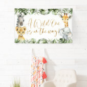 Oerwoud Safari Wild Een eerste verjaardag Spandoek (Insitu)