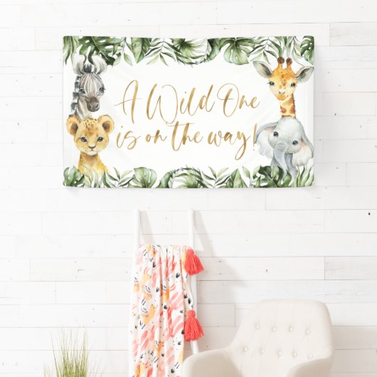 Oerwoud Safari Wild Een eerste verjaardag Spandoek (Insitu)