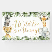 Oerwoud Safari Wild Een eerste verjaardag Spandoek (Horizontaal)