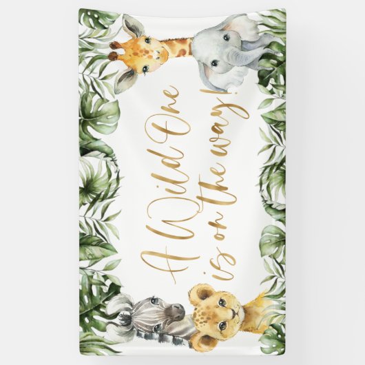 Oerwoud Safari Wild Een eerste verjaardag Spandoek (Verticaal)