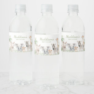 Oerwoud Safari Wild One Animals Baby shower Waterfles Etiket