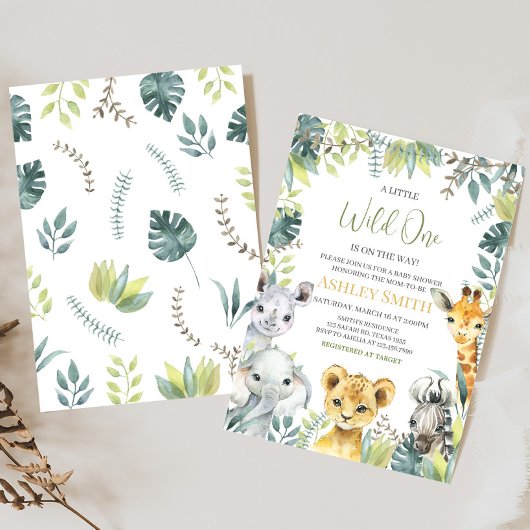 Oerwoud Safari Wild One Baby shower Kaart