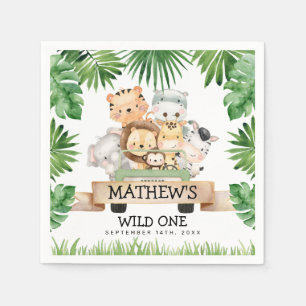 Oerwoud Safari Wild One Birthday Paper Napkins Servet