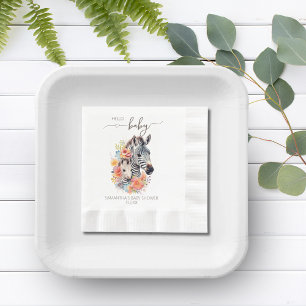 Oerwoud Safari Zebra Bloemen Baby shower Servet