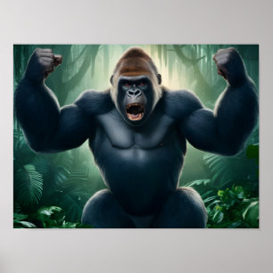 Oerwoud scene: Angry King Kong Gorilla Poster