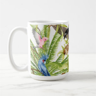 Oerwoud Scène Tropische Vogels, Critters, Foliage Koffiemok