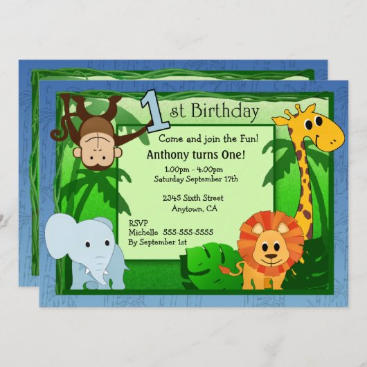 Oerwoud thema 1e uitnodiging (Voorkant / Achterkant)