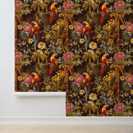 Oerwoud Thema Indische Stijl Papegaai Tijgerbloem Behang