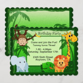 Oerwoud Theme Birthday Party nodigt uit Kaart (Voorkant / Achterkant)