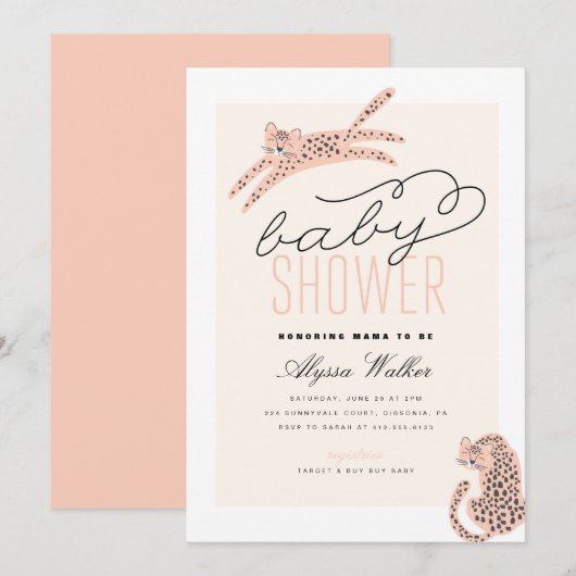 Oerwoud Theme Tiger Baby shower Kaart (Voorkant / Achterkant)