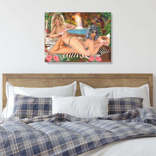 OERWOUD TICKLE WRESTLING 2 CANVAS AFDRUK (Insitu (Slaapkamer))