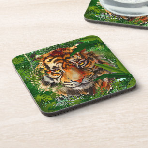 Oerwoud Tiger Beverage Coaster Kleurrijke tijger Bier Onderzetter