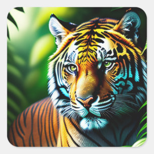 Oerwoud Tiger - doorboren en vrij Vierkante Sticker