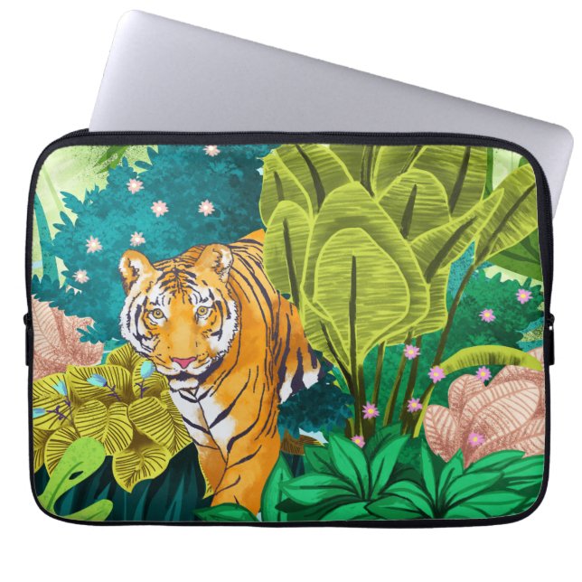Oerwoud Tiger Laptop Sleeve (Voorkant)
