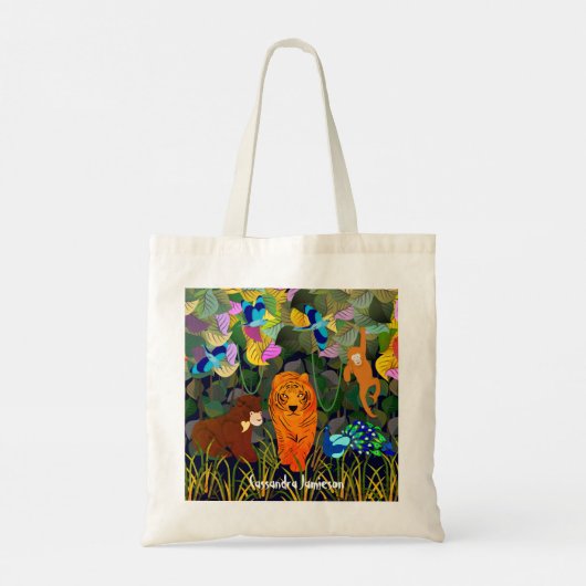 Oerwoud Tiger Sun Beer Peacock Monkey Indian Rolle Tote Bag (Achterkant)