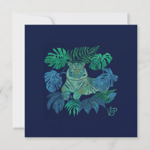 Oerwoud tijgerblauw feestdagenkaart
