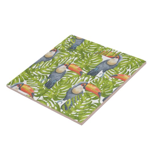 Oerwoud Toucan Bird Tretern Pattern Tegeltje (Zijkant)