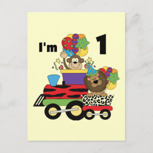 Oerwoud Train 1e Verjaardag T-shirts en geschenken Briefkaart