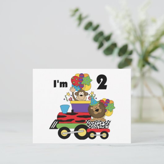 Oerwoud Train 2e Verjaardag T-shirts en geschenken Briefkaart (Staand voorkant)