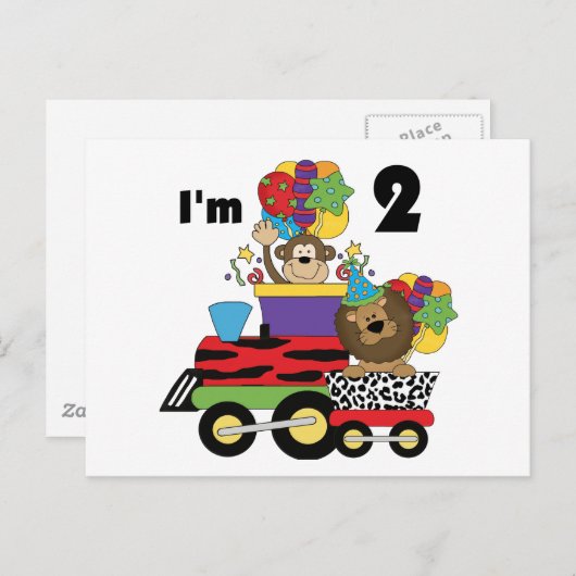 Oerwoud Train 2e Verjaardag T-shirts en geschenken Briefkaart (Voorkant / Achterkant)