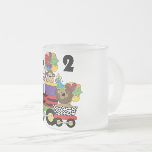 Oerwoud Train 2e Verjaardag T-shirts en geschenken Matglas Koffiemok (Voorkant rechts)