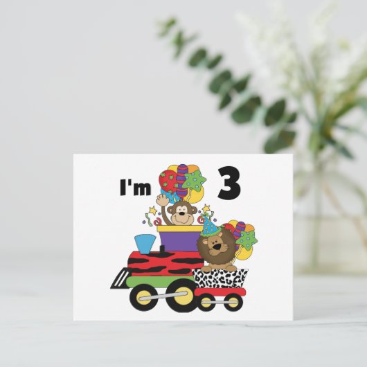 Oerwoud Train 3e Verjaardag Tshirts en geschenken Briefkaart (Staand voorkant)