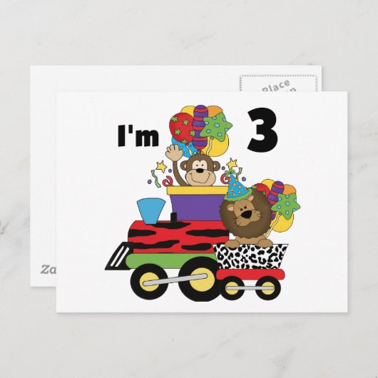 Oerwoud Train 3e Verjaardag Tshirts en geschenken Briefkaart (Voorkant / Achterkant)