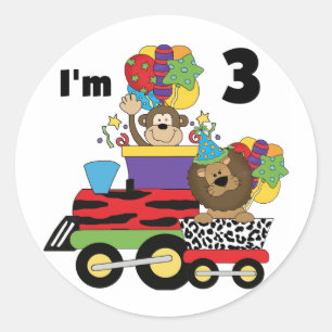Oerwoud Train 3e Verjaardag Tshirts en geschenken Ronde Sticker