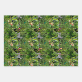 Oerwoud, tropisch, vogels, toukan, papegaaien, tij inpakpapier vel