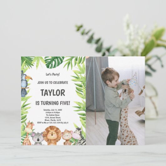 Oerwoud Uitnodigingen voor kinderen (Staand voorkant)