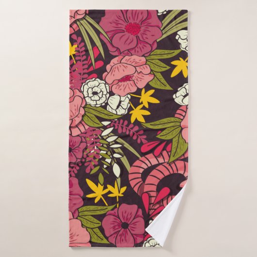 Oerwoud van Floral met een smakerspatroon, tropisc Badhanddoek (Badhanddoek)
