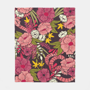 Oerwoud van Floral met een smakerspatroon, tropisc Fleece Deken