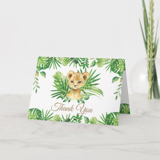 Oerwoud van Lion Cub Tropical Greenery Bedankkaart (Voorkant)