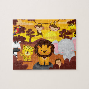 Oerwoud van wilde dieren Kinder puzzel