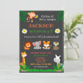 Oerwoud verjaardagsuitnodiging Dieren nodigen uit Kaart (Staand voorkant)