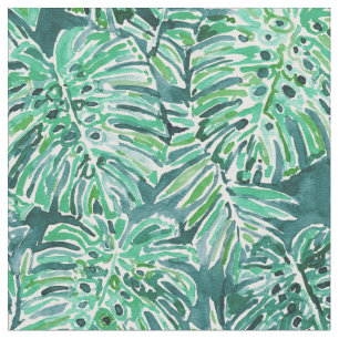 OERWOUD VIBES Green Tropical Monstera Pattern Stof