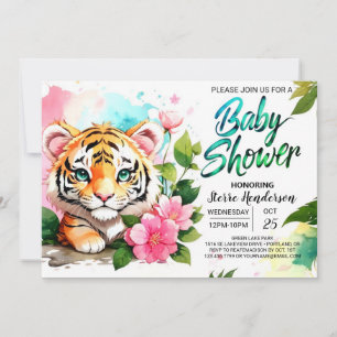 Oerwoud Vibes Roze Tijger Thema Baby shower Kaart
