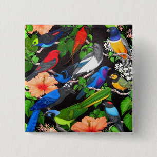 Oerwoud vogels van Mexico Vierkante Button 5,1 Cm